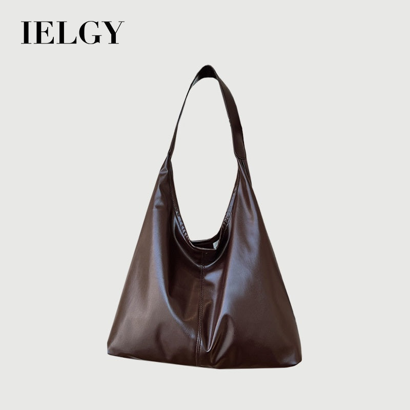Ielgy Female Bag Simple Shoulder Tote Bag Solid Color Commuter Large Capacity Silver Underarm Fashion Bag