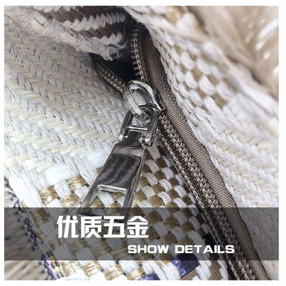 IELGY New Weave Stripe Tote Bag Korea chic bag straw bag