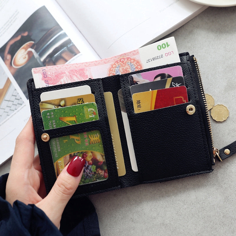 IELGY vertical cherry embroidery short ladies small wallet