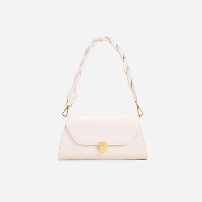 IELGY one shoulde Women's bag chain messenger bag braided strap Fashionable One shoulder PU female French style  underarm bag