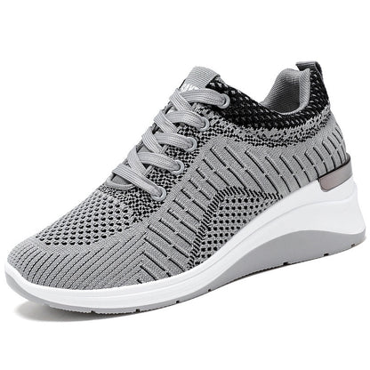 IELGY wedge heel lace casual platform lightweight running sneakers women