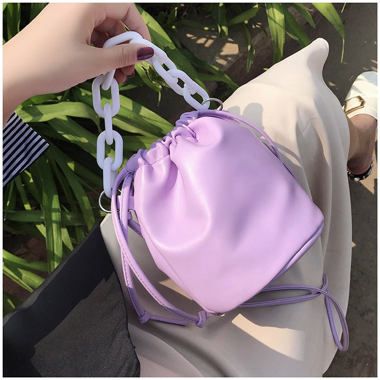 IELGY Women's bag popular solid color simple bucket bag all-match one shoulder Crossbody Western style casual
