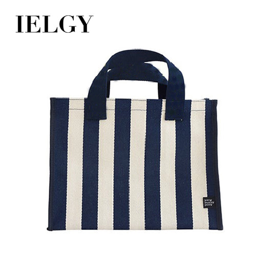 IELGY Large-capacity striped shopping bag canvas Korean mobile handbag