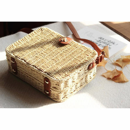IELGY Straw bag vacation bag shoulder bag