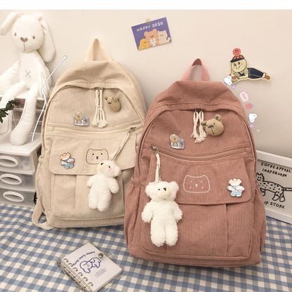 IELGY schoolbag female Korean Harajuku corduroy all-match backpack