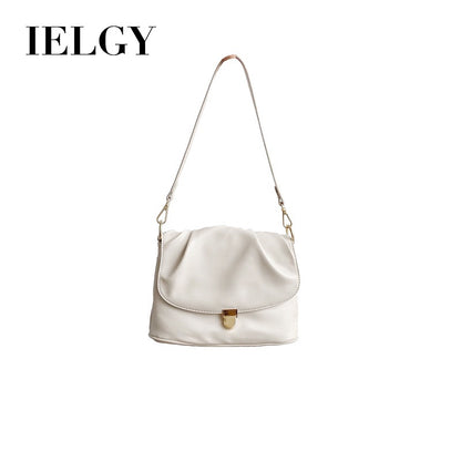 IELGY French niche soft-faced handbag, large-capacity pleated small square bag, textured one-shoulder diagonal handbag