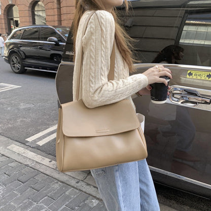 IELGY PU compartment Commuter magnetic buckle large capacity flap bag zipper double shoulder strap single shoulder messenger bag handbag
