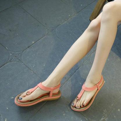 IELGY [Size35-42] Buckle Sandals Women's Casual Seaside Comfortable Plus Size Beach Flats