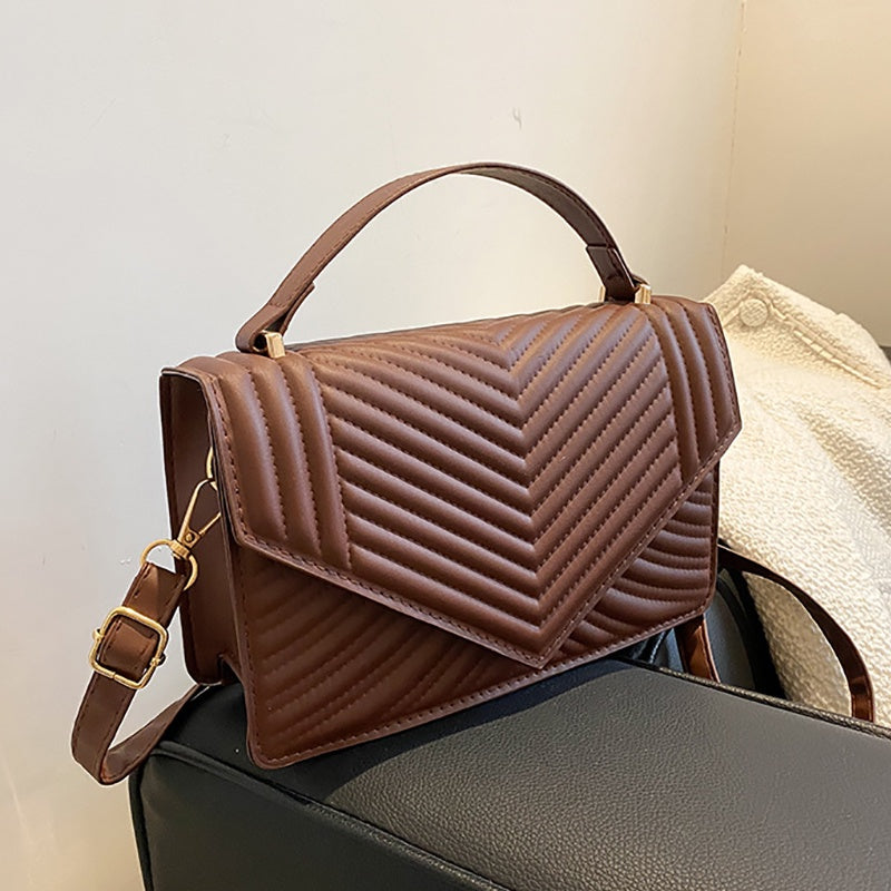 IELGY fashion rhombus embroidery thread female bag retro small square solid color texture single-shoulder messenger
