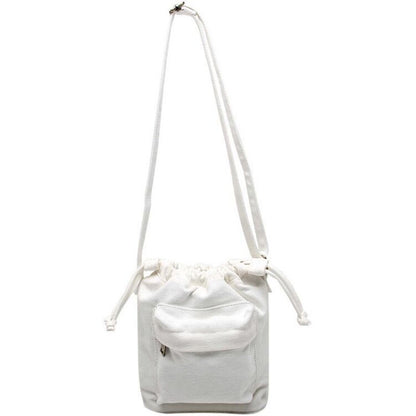 IELGY Korean version Women's bag multi-color optional large capacity canvas drawstring zipper crossbody bucket bag shoulder bag small cloth bag