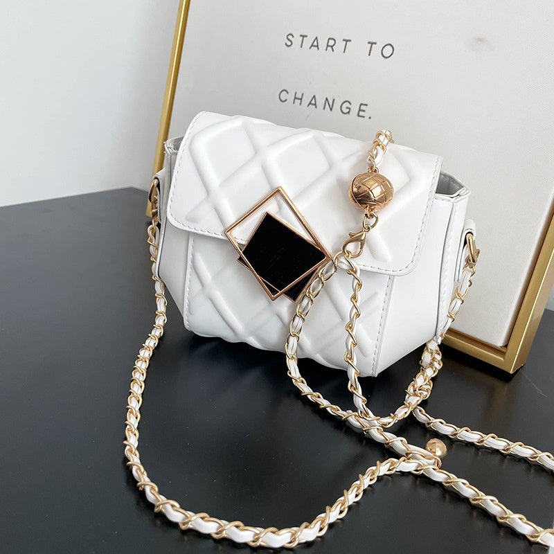 IELGY Fashion Lingge Chain Female Diagonal Korean Style Temperament Small Square Bag