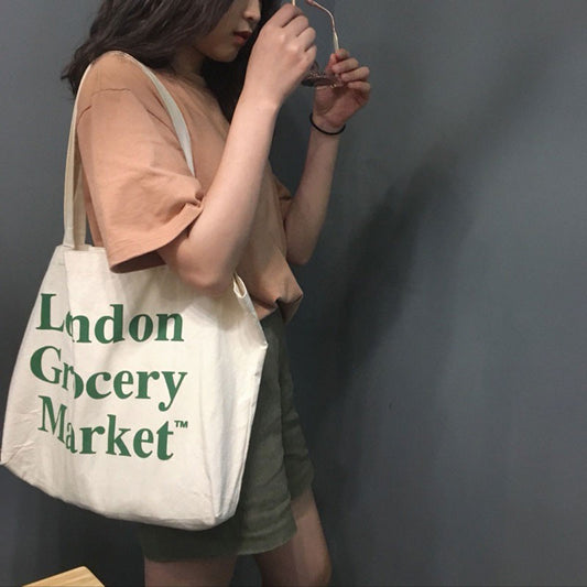 IELGY Letter printing canvas bag shoulder bag hand bag bag