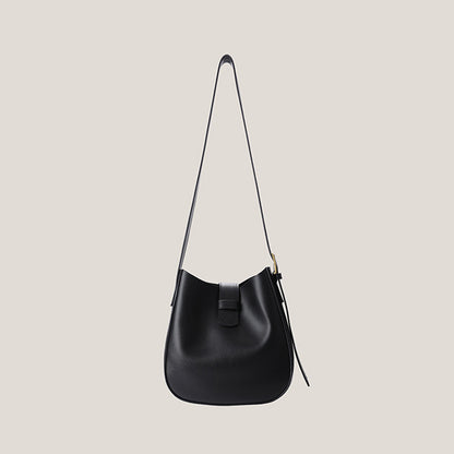 IELGY Women's Bucket Commuter Korean Style Wide Strap Crossbody Bag Soft Leather Simple Large-Capacity New Fashion