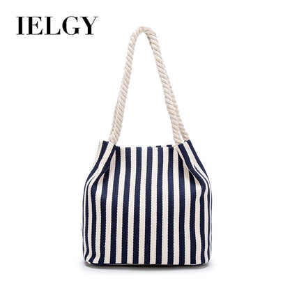 IELGY summer creative print striped one-shoulder cotton bag storage bag European and American fashion female bag