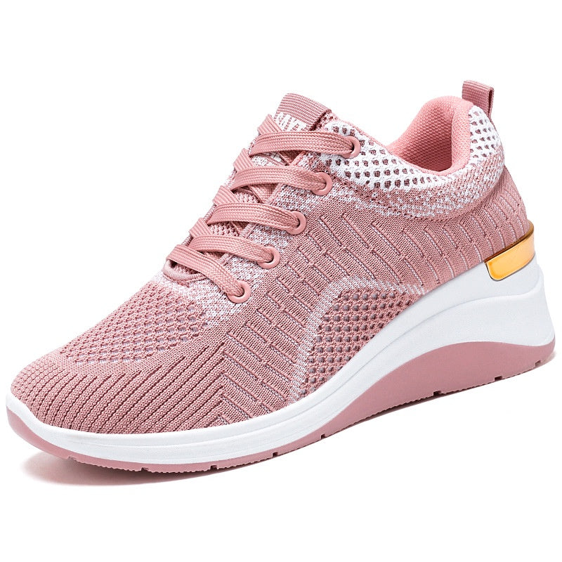 IELGY wedge heel lace casual platform lightweight running sneakers women