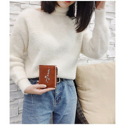 IELGY Vintage ladies short embroidered zip wallet
