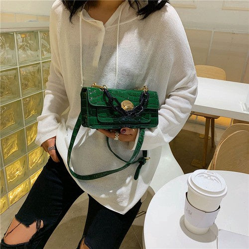 IELGY One-shoulder handbags fashion crocodile pattern wild retro Messenger small square bag female