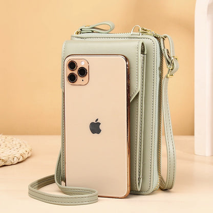IELGY Ladies PU Leather Long Phone Bag Fashion Korean Multifunctional Student Messenger Bag