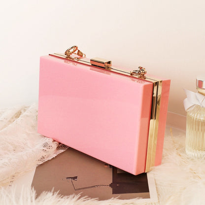 IELGY Transparent acrylic bag hot sale ladies square bag shoulder chain bag