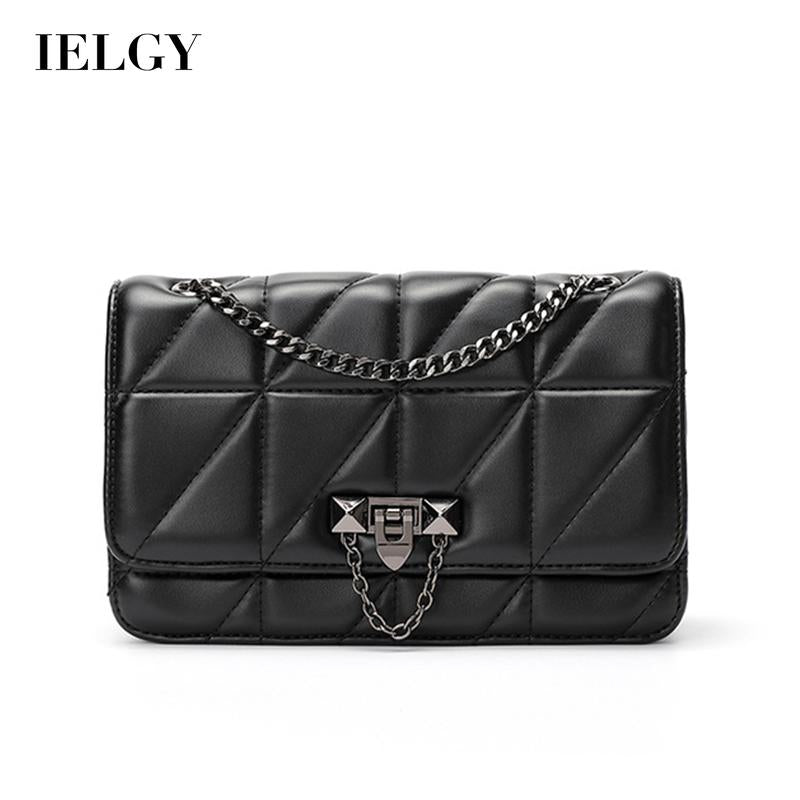 IELGY one shoulder Small soft fashion rhombus ins chain black all-match classic elegance messenger bag
