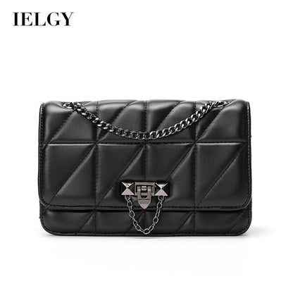 IELGY one shoulder Small soft fashion rhombus ins chain black all-match classic elegance messenger bag