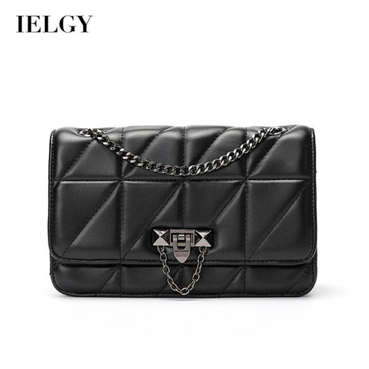IELGY one shoulder Small soft fashion rhombus ins chain black all-match classic elegance messenger bag