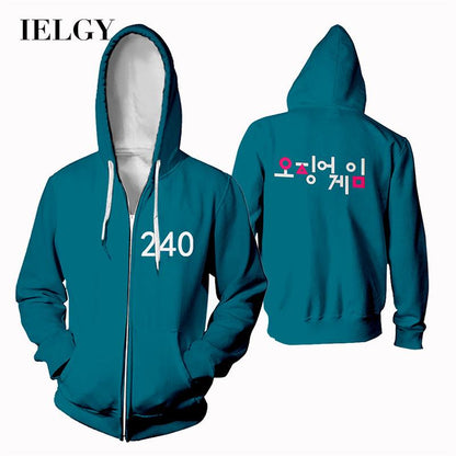 IELGY Plus size Squid Game Squid Game Zipper Park Hae Soo Korean Drama Sportswear Plus Size Sweatshirt Jacket