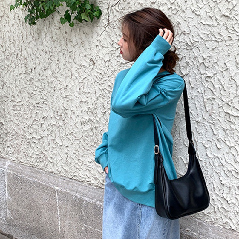IELGY texture fashion solid color all-match casual one-shoulder western style diagonal bag