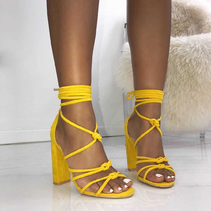 IELGY Women's shoes Cross straps thick heels large size sexy ladies wild trend fashion models