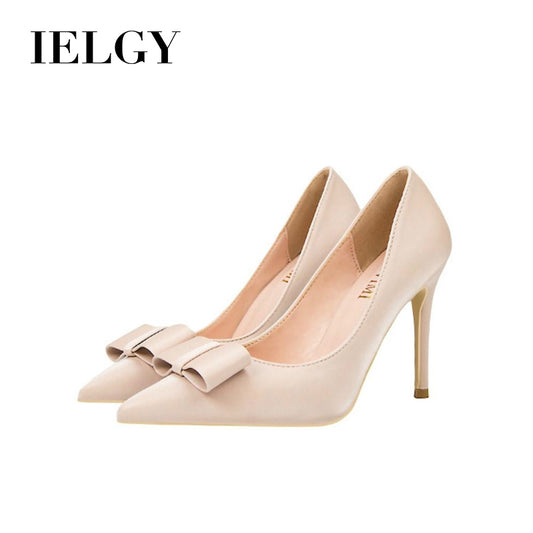 IELGY IELGY Suede high-heeled women's fashion was thin and elegant 10cm thin with bow pointed shoes
