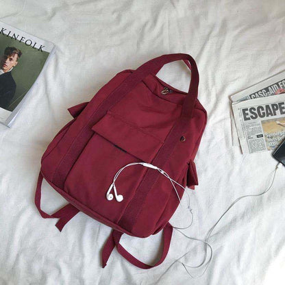 IELGY school bag female portable college style tooling simple backpack wild large capacity