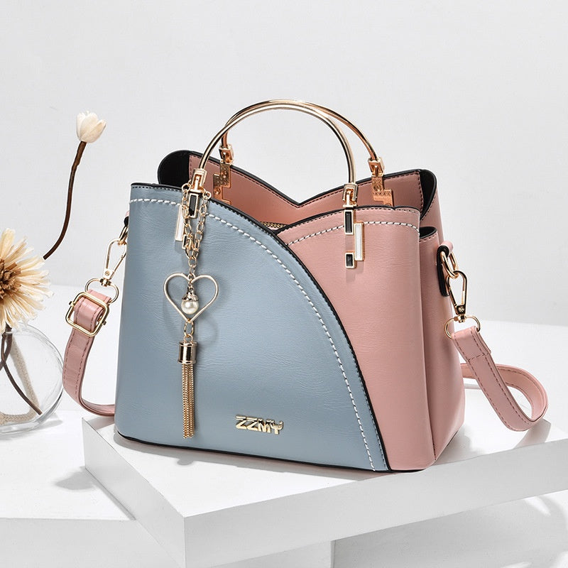 IELGY trendy metal letters large-capacity fashion accessories color-blocking messenger bag