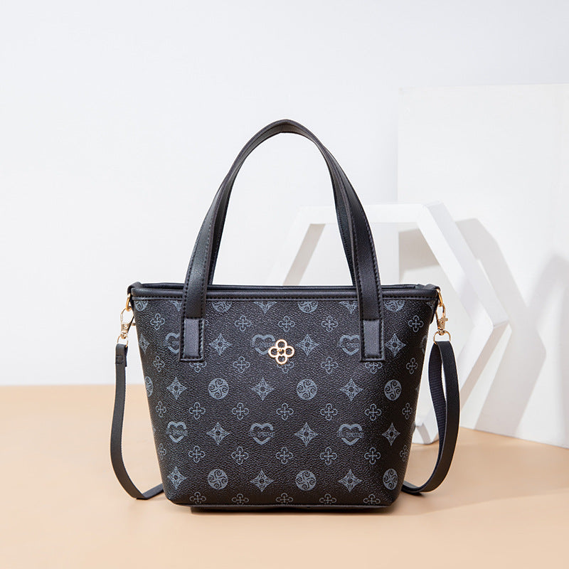 IELGY handbags bucket bags flowers diagonal bags simple and classic shoulder bags soft leather ladies mobile phone bags printed Retro