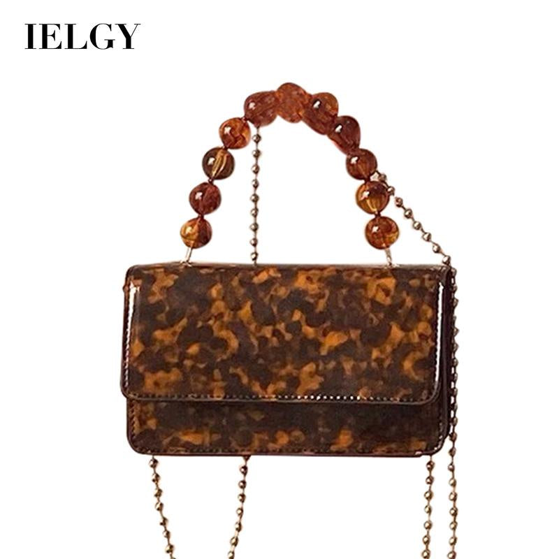 IELGY niche design retro fashion beaded chain messenger bag