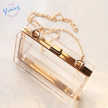 IELGY Transparent acrylic bag hot sale ladies square bag shoulder chain bag