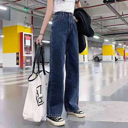 IELGY High waist draped wide leg pants jeans women loose loose thin straight