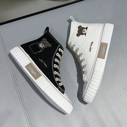 IELGY fashion high-top canvas shoes female Korean style college style cute ins street shooting
