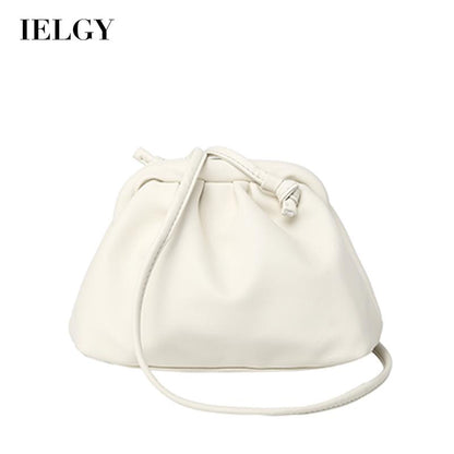 IELGY PU Woman's bag Diagonal Hand Soft skin White, clouds Black Dumpling One shoulder