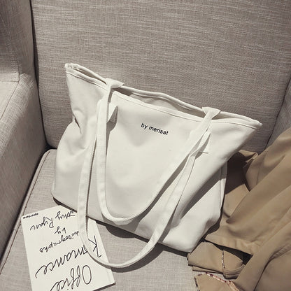 Ielgy large capacity canvas bag women 2020 new Korean version spring and summer Canvas Tote Bag portable simple one shoulder bag trend