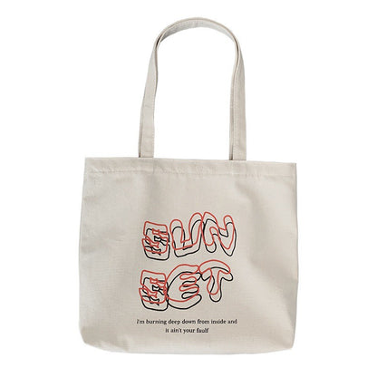 IELGY Japanese art Harajuku simple large-capacity portable canvas bag