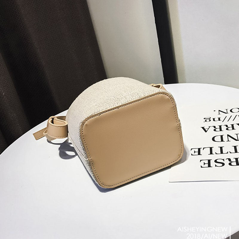 IELGY canvas  stitching bucket bag with handbag Fashion