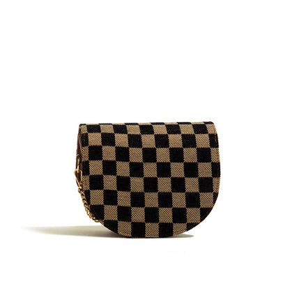 IELGY ladies street wide shoulder strap wild checkerboard messenger bag