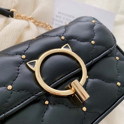 IELGY, studded crossbody bag, stylish rhombic chain shoulder bag