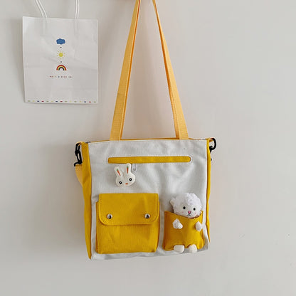 IELGY Japanese Large capacity Cross-body Simple Canvas Casual Book Woman's bag One-shoulder All-match
