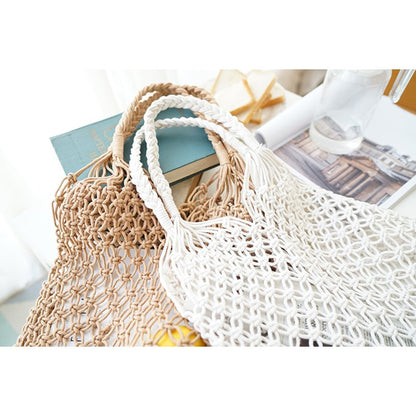 IELGY net woven bag vacation beach bag handbag Fashion