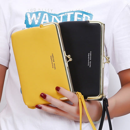 IELGY Ladies Elegant Wallet Frosted PU Leather Double Zipper Long Portable