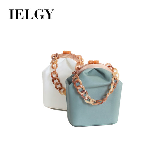 IELGY Acrylic Clip Bucket Bag Thick Chain Tote Shoulder Bag