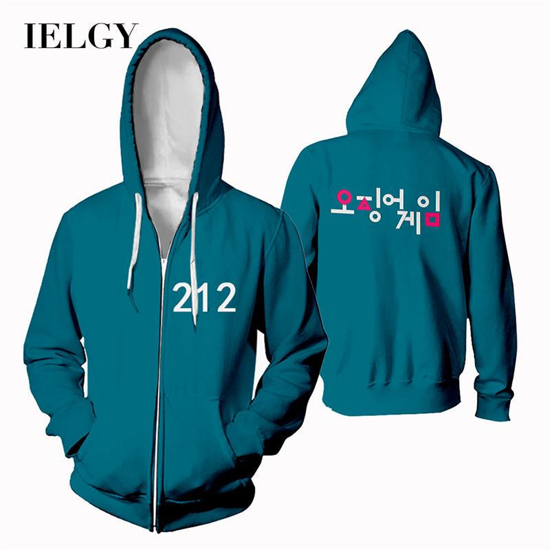 IELGY Plus size Squid Game Squid Game Zipper Park Hae Soo Korean Drama Sportswear Plus Size Sweatshirt Jacket
