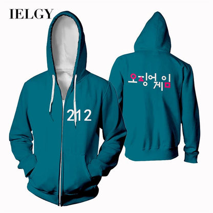 IELGY Plus size Squid Game Squid Game Zipper Park Hae Soo Korean Drama Sportswear Plus Size Sweatshirt Jacket