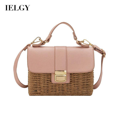 IELGY ins fashion messenger bag portable design sense niche all-match square summer Women's straw woven